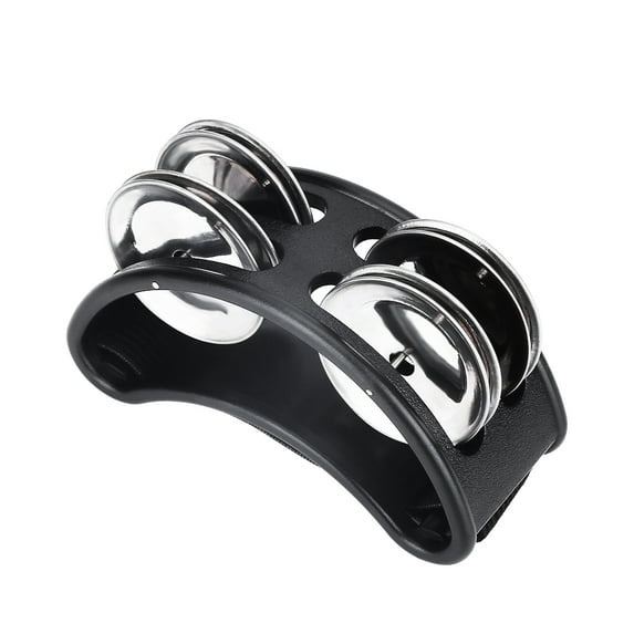 Crtynell Foot Tambourine Percussion Musical Instrument Foot Drum Set With Metal Jingle Bell For Guitar Drum Accessory Instrument Black
