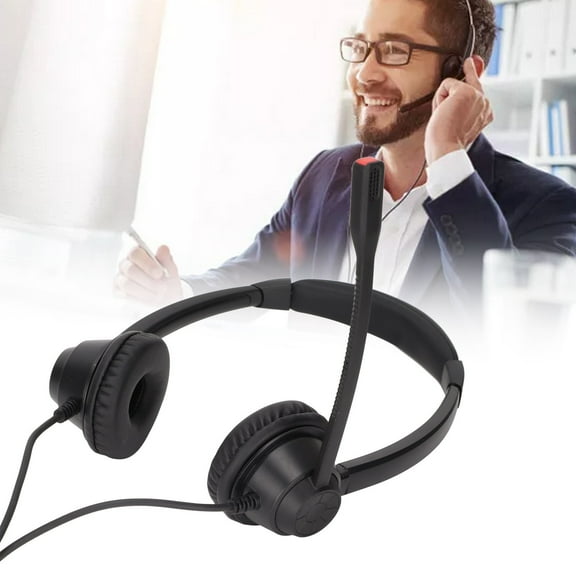 Crtynell H390DRJ9MVA Telephone Headset Ear RJ9 Plug Wired Black Noise Canceling Office Business Headset For Call Center,Phone Wired Headset,RJ9 Office Headset