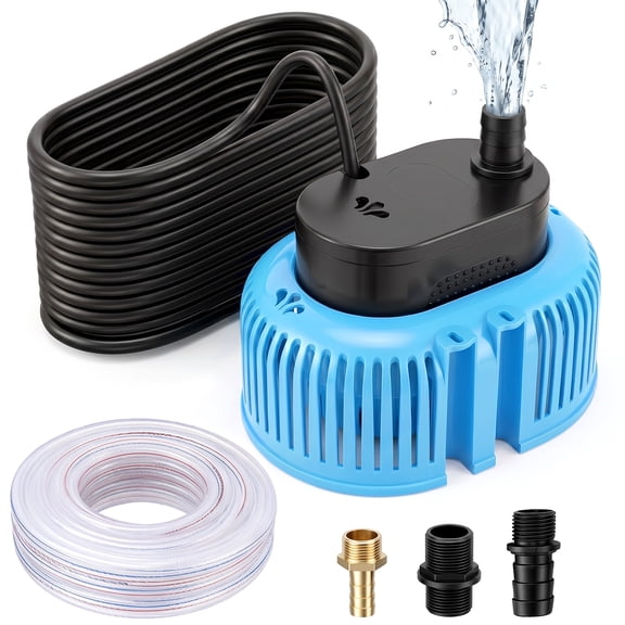 Crtynell Pool Cover Pump Above Ground, Automatic Water Sensor Pump with 3 Adapters, Sump Pump for Pool Draining, Pump Water Remover, Pool Cover Water Removal Pump, 16ft Hose & 25 ft Power Cord