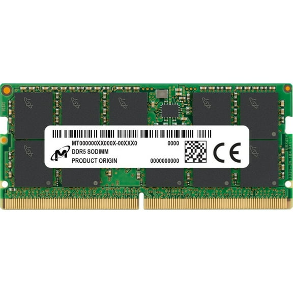 Crucial 32GB DDR5 SDRAM Memory Module - For Notebook - 32 GB (1 x 32GB) - DDR5-4800/PC5-38400 DDR5 SDRAM - 4800 MHz Dual-rank Memory - CL40 - 1.10 V - ECC - Unbuffered - 262-pin - SoDIMM - 3 Year W...