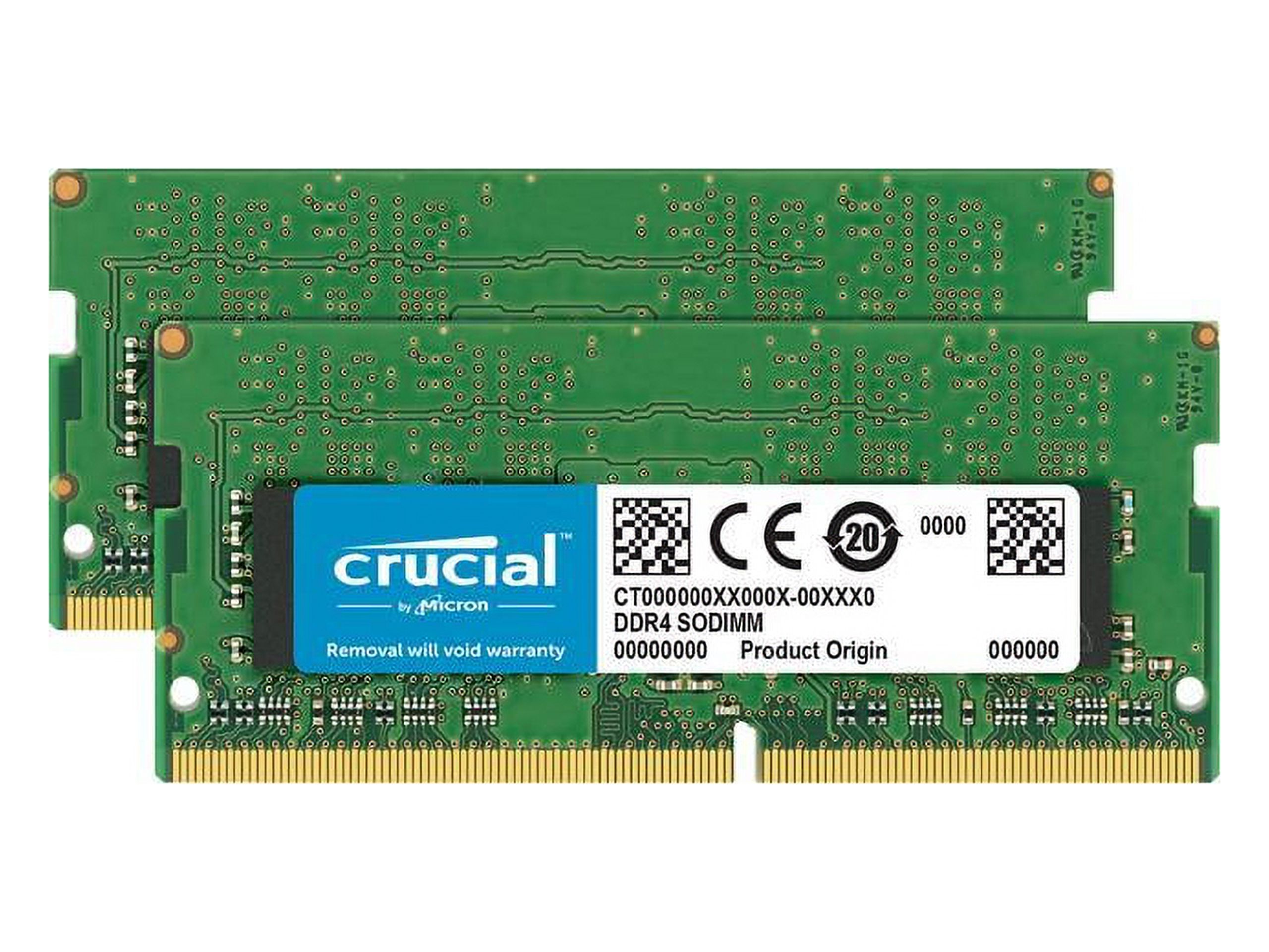 Crucial 32GB Kit (16GBx2) DDR4 2400 MT/s (PC4-19200) 260-Pin SODIMM Memory - CT2K16G4SFD824A - image 1 of 8