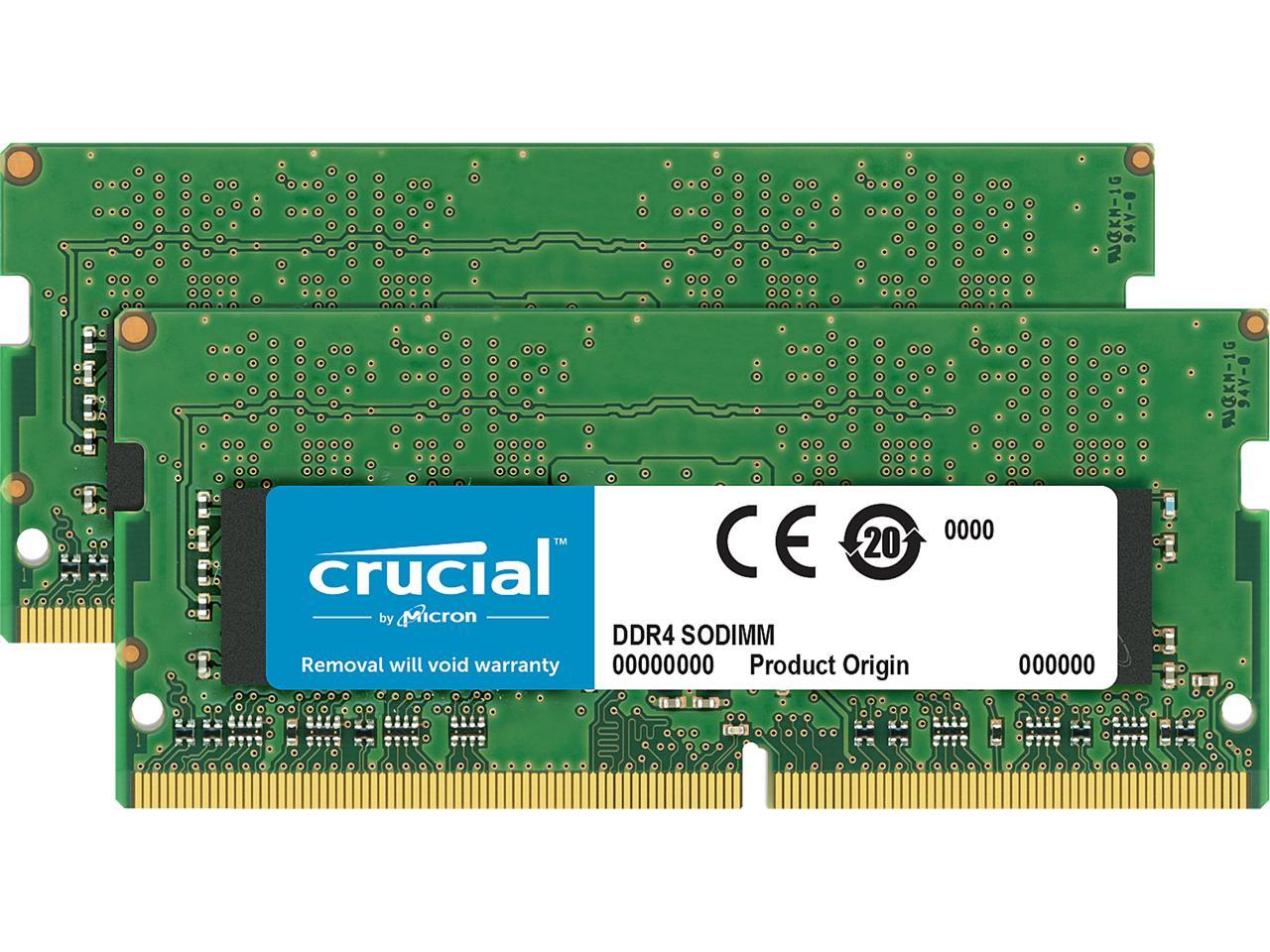 Crucial 32GB Kit (16GBx2) DDR4 2400 MT/s (PC4-19200) DR x8 SODIMM 260-Pin for Mac - CT2K16G4S24AM - image 1 of 2