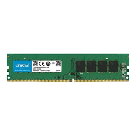 Crucial 32GB DDR4 SDRAM Memory Module - For Server, Desktop PC - 32 GB (1 x 32 GB) - DDR4-3200/PC4-25600 DDR4 SDRAM - 3200 MHz - 1.20 V - Non-ECC - Unbuffered - 288-pin - DIMM