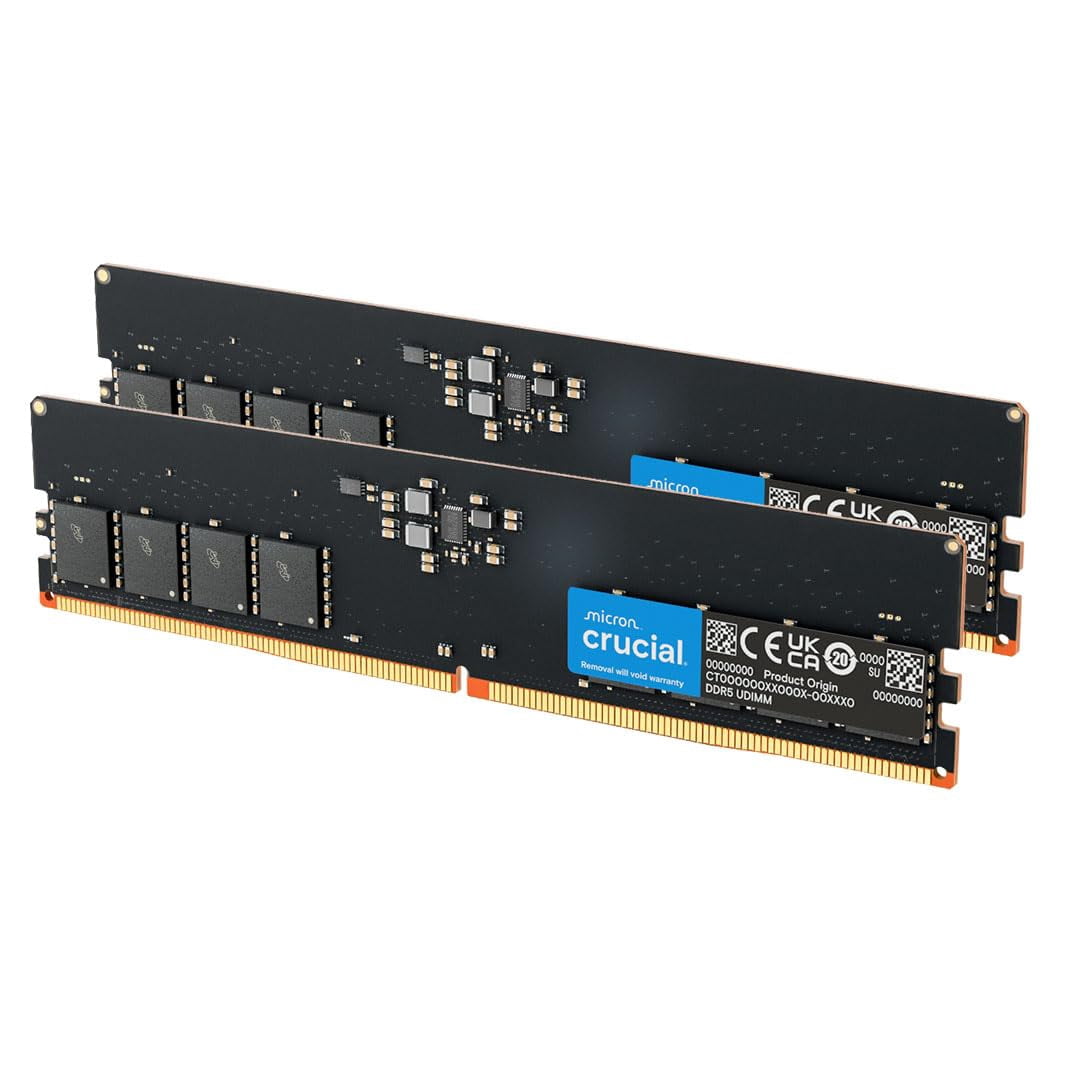 Crucial 64GB DDR5 SDRAM Memory Kit, 4800 MHz, CL40, 288-pin DIMM