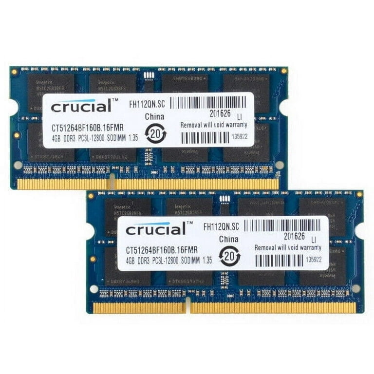 Crucial 8GB (2x 4GB )Kit DDR3L PC3L-12800 1600 MHz Laptop SODIMM