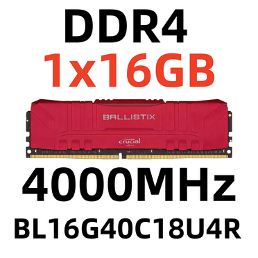 Crucial Ballistix DDR4 RAM 16 GB Desktop Memory DIMM for PC, 4000 MHz,BL16G40C18U4R