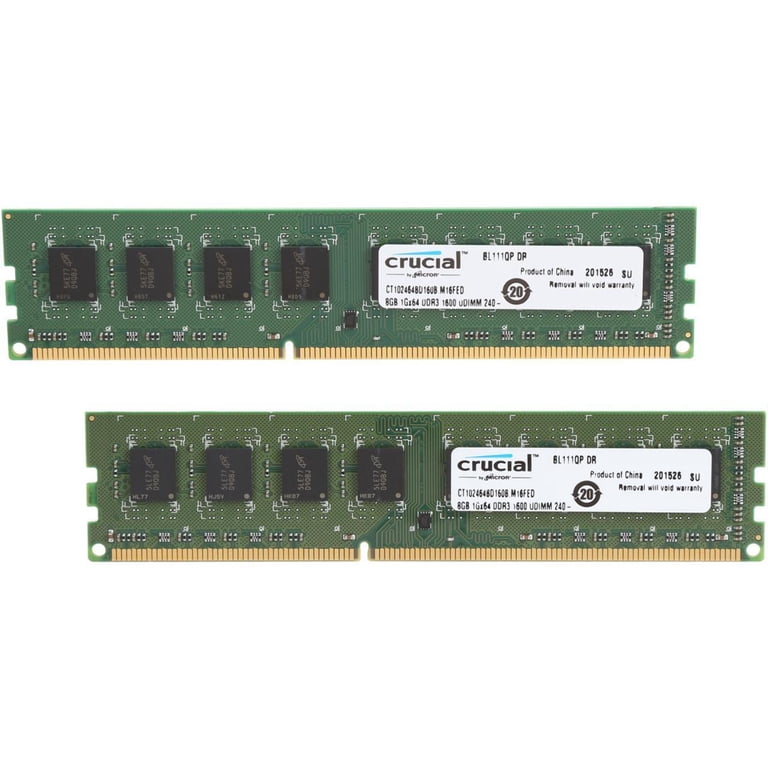 Crucial 16GB RAM Kit (2 x 8GB), DDR3L-1600 UDIMM for PC Computer