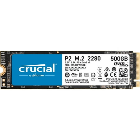 Crucial - P2 500GB PCIe Gen 3 x4 Internal Solid State Drive M.2