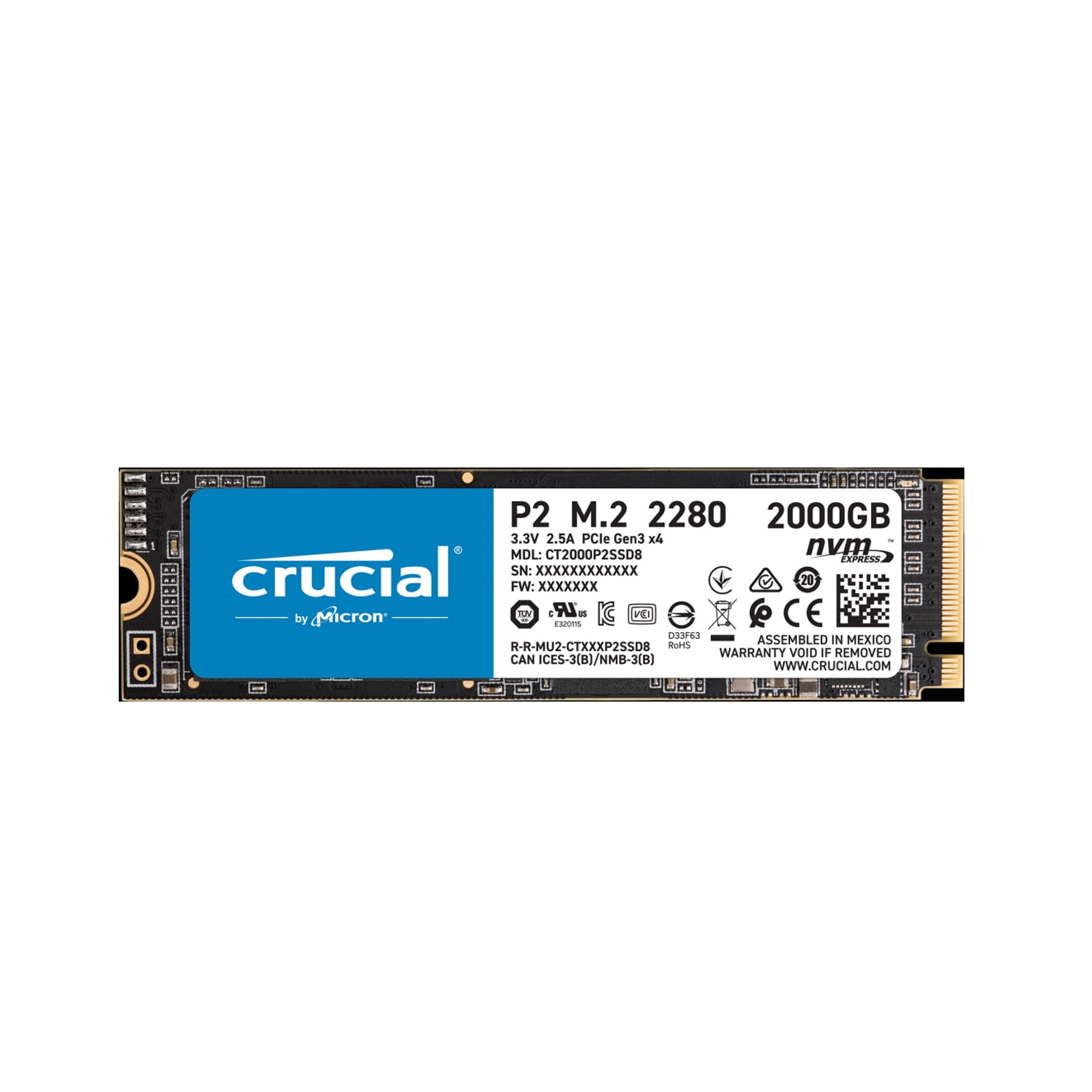 大特価 State Solid TB 2 CT2000P2SSD8 P2 Crucial Drive, 2280 M.2 内蔵型SSD