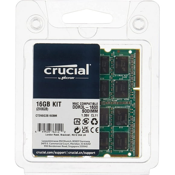 Crucial RAM 16GB Kit (2x8GB) DDR MHz CL11 Memory for Mac CT2K8G3S160BM 16GB Kit (8GBx2)