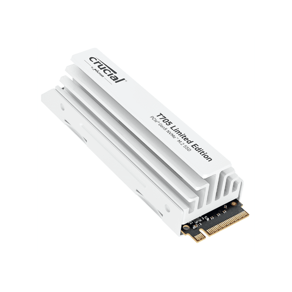 Crucial T705 2TB PCIe Gen5 NVMe M.2 SSD with White Heatsink - Up to 14,500 MB/s - Limited Edition - Internal Solid State Drive (PC) - +1mo Adobe CC - CT2000T705SSD5A