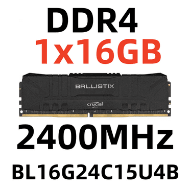CrucialBallistix DDR4 16 GB RAM Desktop Memory DIMM for PC, 2400 MHz,BL16G24C15U4B