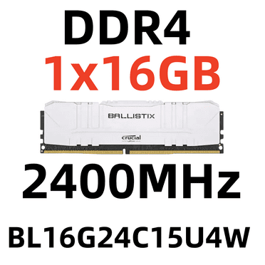 CrucialBallistix DDR4 16 GB RAM Desktop Memory DIMM for PC, 2400 MHz,BL16G24C15U4W