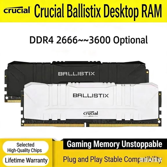 CrucialBallistix DDR4 16 GB RAM Desktop Memory DIMM for PC, 3200 MHz,BL2K8G32C16U4R
