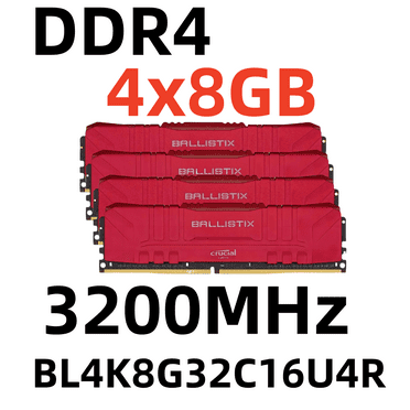 CrucialBallistix DDR4 32 GB RAM Desktop Memory DIMM for PC, 3200 MHz,BL4K8G32C16U4R