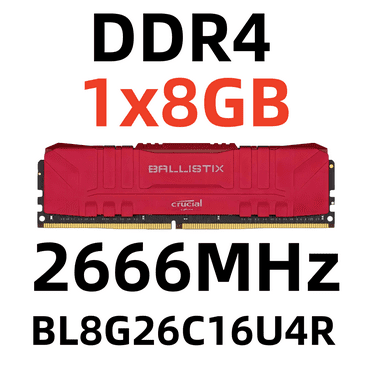 CrucialBallistix DDR4 8 GB RAM Desktop Memory DIMM for PC, 2666 MHz,BL8G26C16U4R