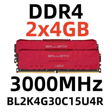 CrucialBallistix DDR4 8 GB RAM Desktop Memory DIMM for PC, 3000 MHz,BL2K4G30C15U4R