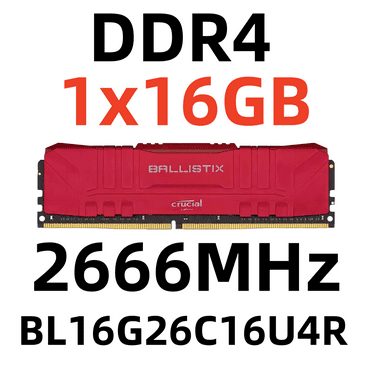 CrucialBallistix DDR4 RAM 16 GB Desktop Memory DIMM for PC, 2666 MHz,BL16G26C16U4R