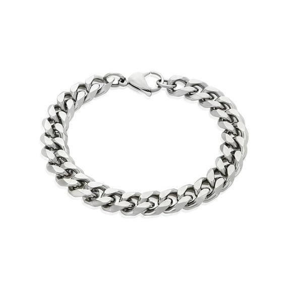 Crucible Jewelry Men's Beveled Curb Chain Stainless Steel Bracelet (10mm) - 8.5 Inches