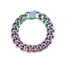 Crucible Jewelry Men's Curb Chain Iridescent Steel Bracelet (14mm) - 8.5 Inches