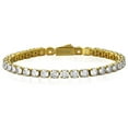 thumbnail image 1 of Crucible Jewelry Men's Gold Plated Stainless Steel Cubic Zirconia Tennis Bracelet (5mm) - 8.5", 1 of 5