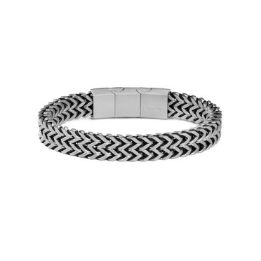 8.5" Stainless Steel Flat Byzantine Box Link Chain Bracelet – 8mm Silver, Lobster Clasp