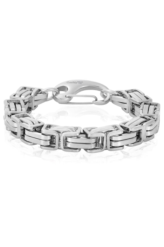Jewelry Men's Stainless Steel Byzantine Chain Bracelet (11mm) - 9"