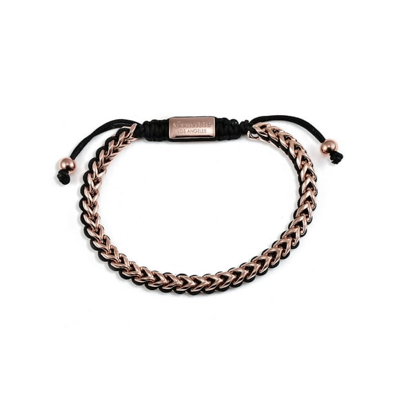 Crucible Men's Franco Chain Rose Gold Plated Stainless Steel Adjustable Bracelet (6mm)
