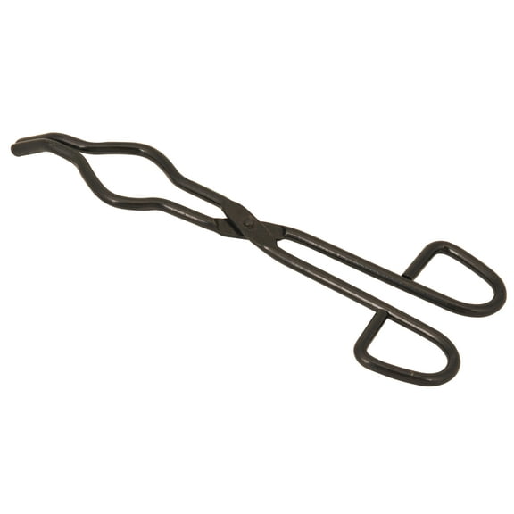 Crucible Tongs, with Bow - 3.5" Capacity - Blackened Stainless Steel - Flat Ends - 7.9" in Length - Eisco Labs