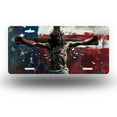 thumbnail image 1 of Crucified Jesus with American Flag Background Front License Plate, Funny Standard Plates Personalized Novelty Decorative For Men/Women/Boys/Girls Car 6×12 Inch, 1 of 7
