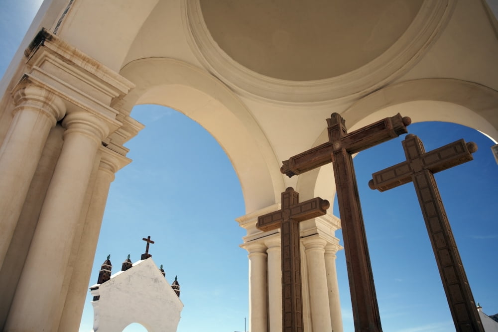 Crucifix At Basilica Of Our Lady Of Copacabana Canvas Art - Andy Kerry Design Pics (17 x 11)