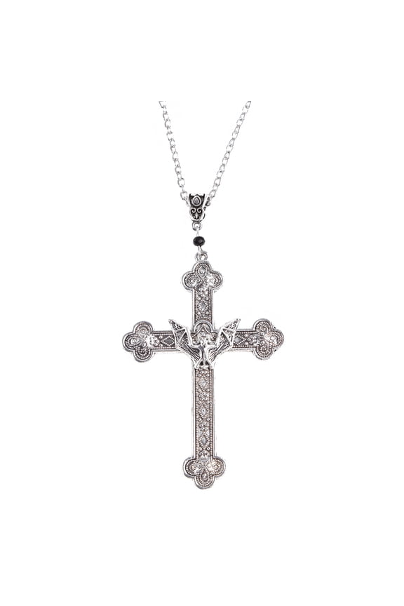 Crucifix Bat Necklace Cool Wind Ladies Hip Hop Temperament Pendant Retro Halloween Jewelry Clavicle Chain for Women Men