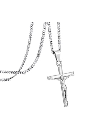 Crucifix Cross Necklace for Men Women, Christian Jewelry with Jesus Pendant, Religious Faith Chain for Daily Wear and Gift