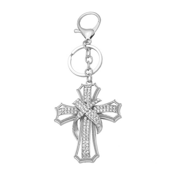 Crucifix Keychain Car Bag Pendant Purse Charm Keyring