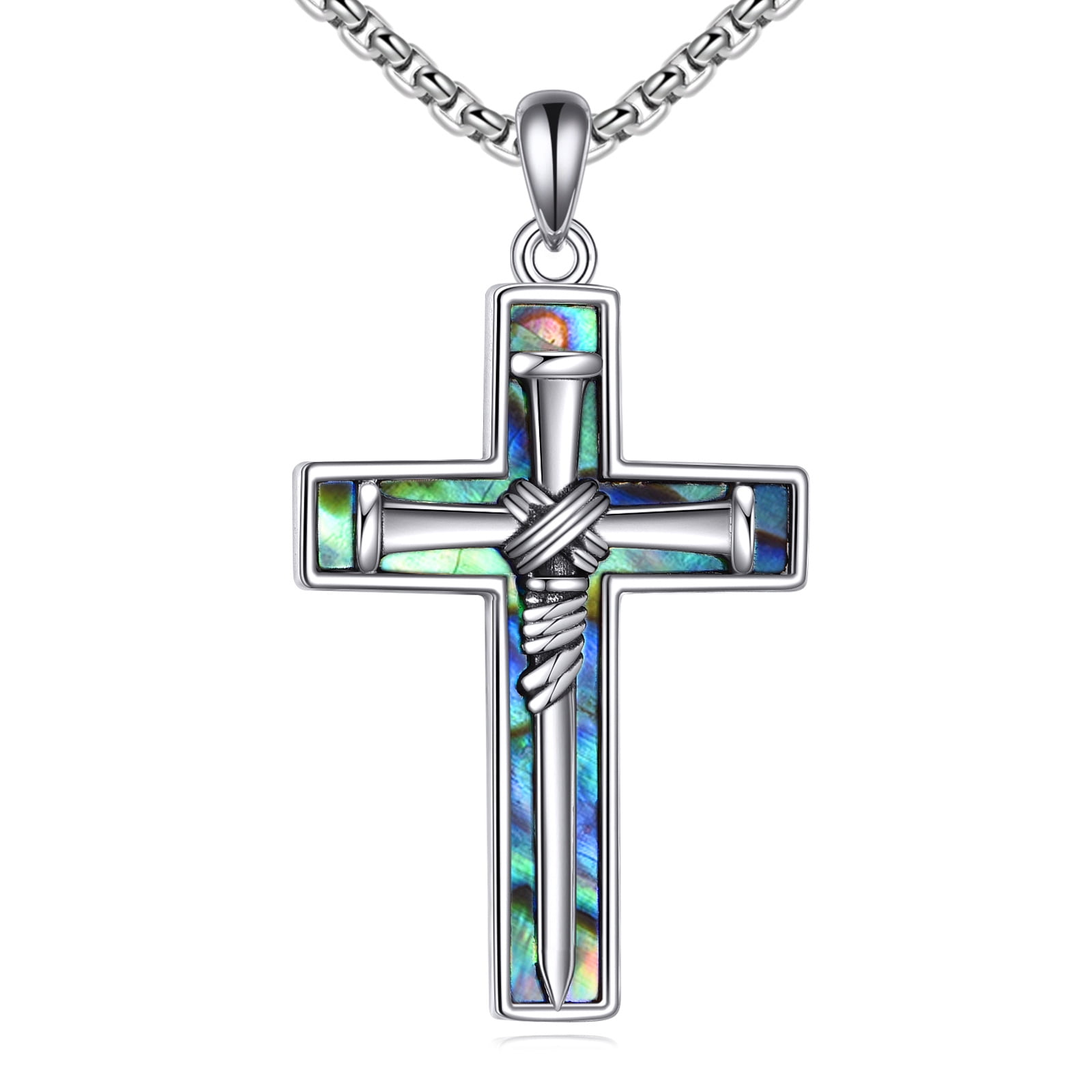 Crucifix Necklace Sterling Silver Nails Cross Pendant Christain Cross Jewelry Jesus Gift for Women Men