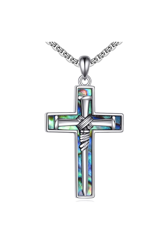 Crucifix Necklace Sterling Silver Nails Cross Pendant Christain Cross Jewelry Jesus Gift for Women Men