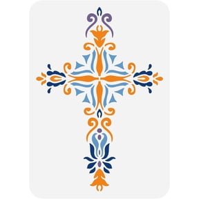 Crucifix Painting Stencil 11.7x8.3inch Theme Plastic Crucifix Decoration Template for DIY Engraving Scrapbooking