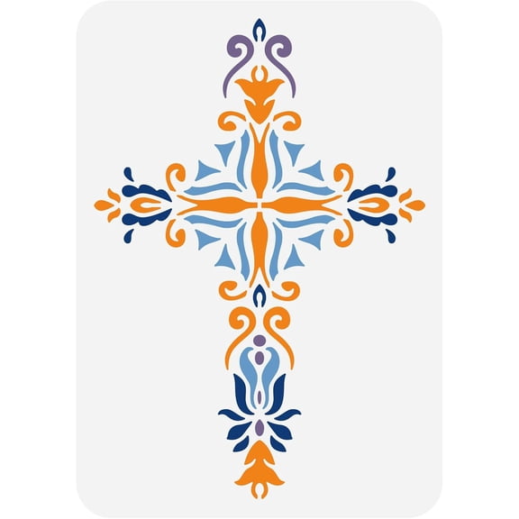 Crucifix Painting Stencil 11.7x8.3inch Theme Plastic Crucifix Decoration Template for DIY Making