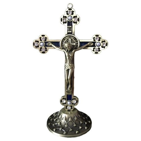 Crucifix Wall Cross (Hanging or Standing), Catholic Wooden Jesus Bronze