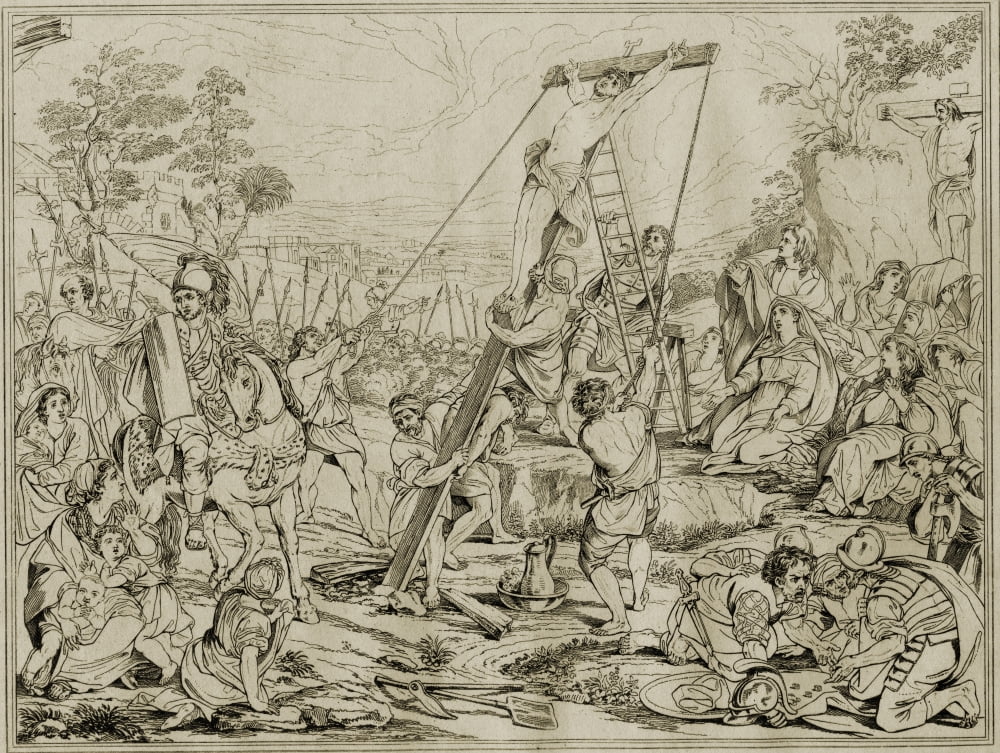 The Crucifixion 19Th Century Print From A Painting By Le Brun Engraved By G Cooke Published By The Society For Promoting Christian Knowledge January 1816 Canvas Art - Ken Welsh Design Pics (17 x 13)