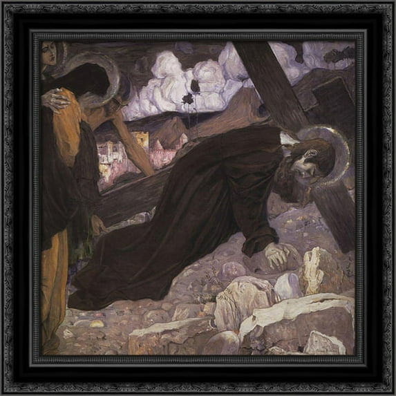 Crucifixion 24x20 Black Ornate Wood Framed Canvas Art by Nesterov, Mikhail