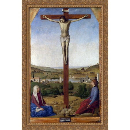 Crucifixion 26x40 Large Gold Ornate Wood Framed Canvas Art by Antonello da Messina