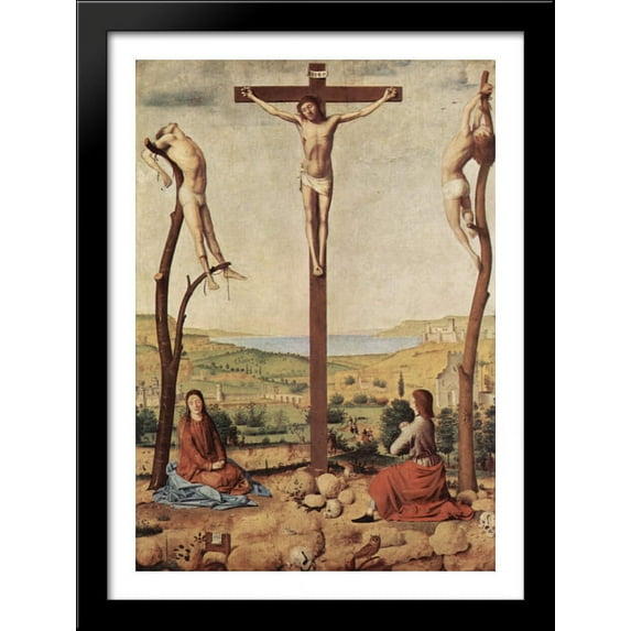 Crucifixion 28x38 Large Black Wood Framed Print Art by Antonello da Messina