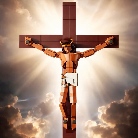 The Crucifixion of Jesus Brick Set, The Rescuer - Jesus Cross Building Blocks Toys, Religious Story Learning Toy, Home Decors, Perfect Easter Christmas Gifts for Believer (588pcs)