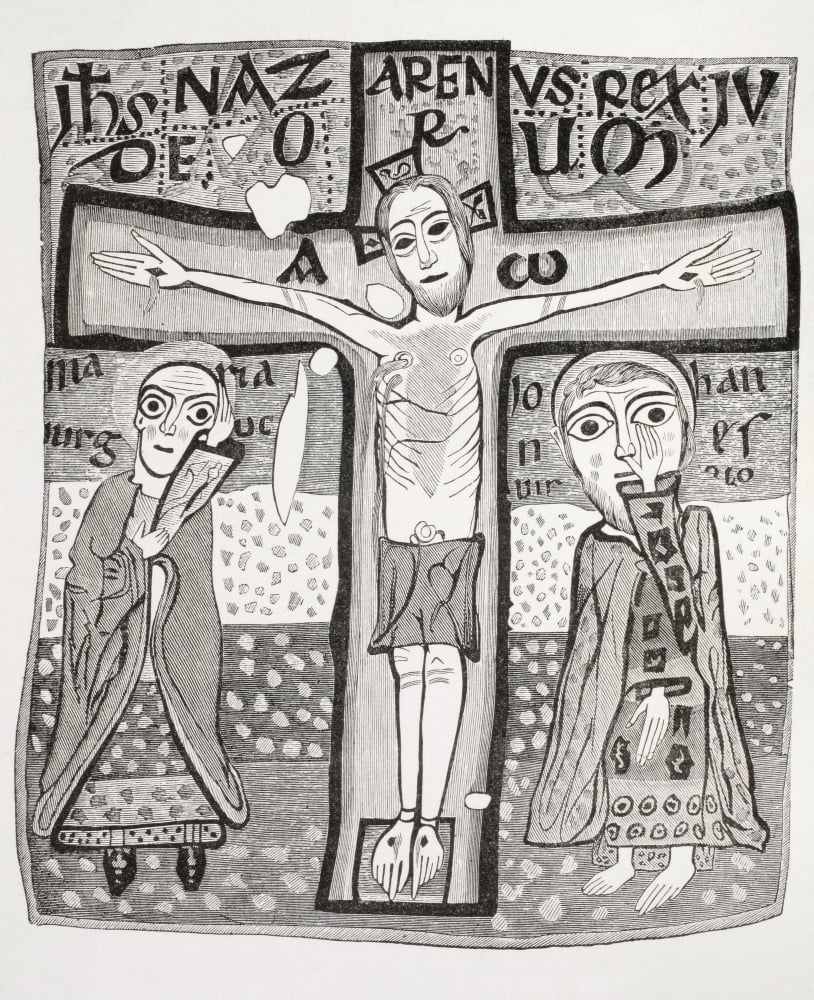 Crucifixion Of Jesus Christ After A Miniature In An 11Th Century Missal From Les Artes Au Moyen Age Published Paris 1873 Canvas Art - Ken Welsh Design Pics (26 x 32)