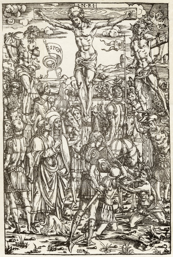 The Crucifixion By Master IB Frontispiece From A Catalogue Of A Collection Of Engravings Etchings And Woodcuts By Richard Fisher Published 1879 Canvas Art - Ken Welsh  Design Pics (24 x 34)