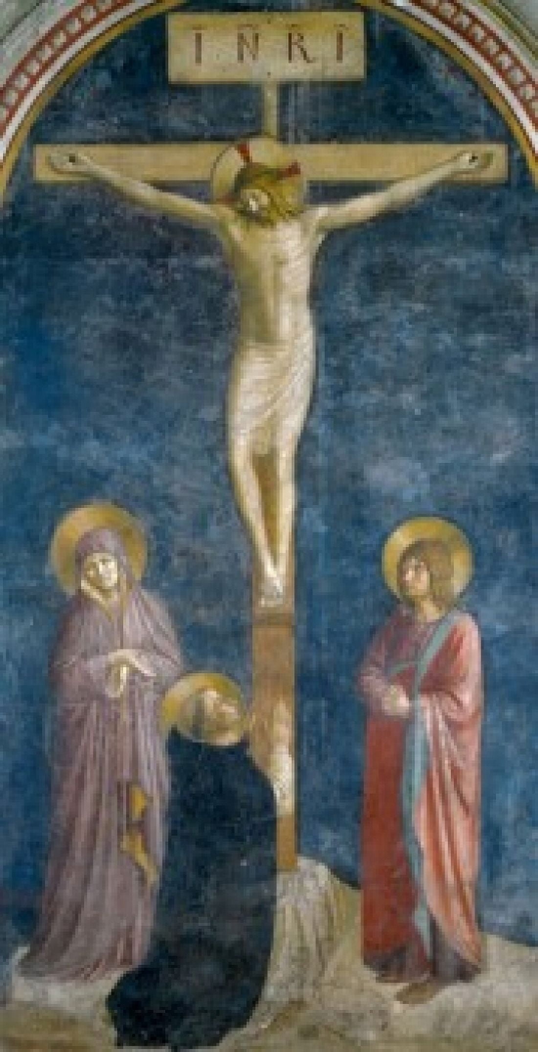 The Crucifixion with Saint Dominic by Fra Angelico fresco 15th Century (Circa 1400-1455) France Paris Musee du Louvre Canvas Art - Fra Angelico (24 x 36)
