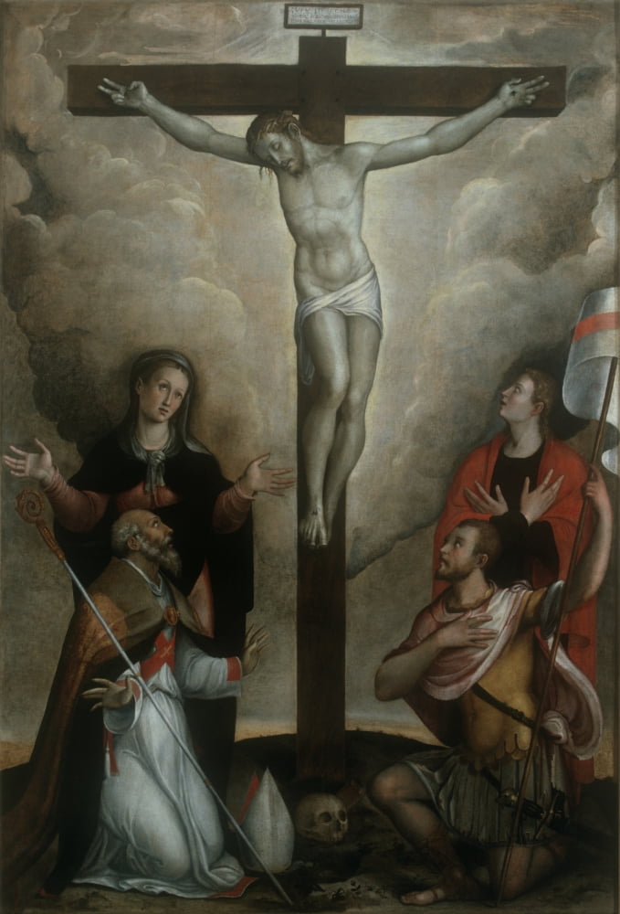 Crucifixion With The Virgin And Saint John Canvas Art - (18 x 24)