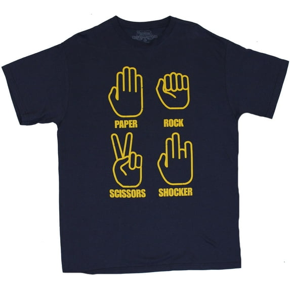 Crude Attitude Mens T-Shirt - "Paper, Rock, Scissors, SHOCKER" (X-Large)