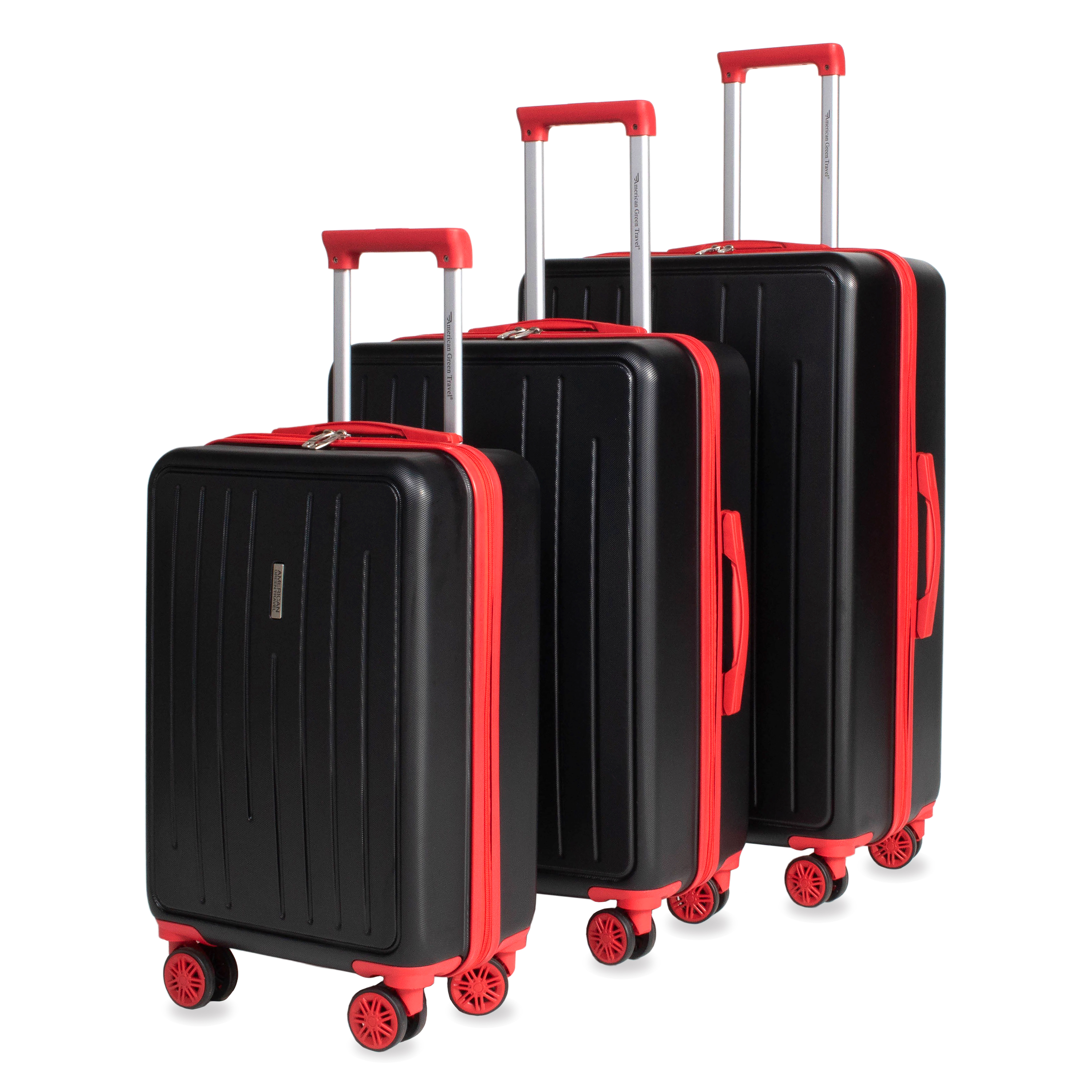 Crue 3Piece Black Hardside Double Spinner Luggage Set